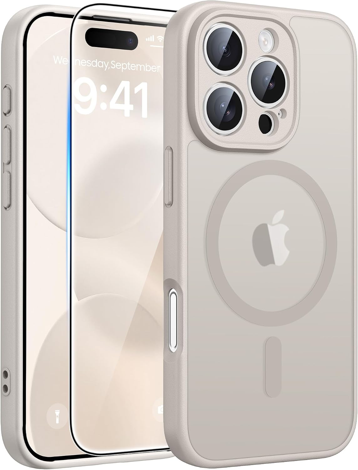 FNTCASE for iPhone 16 Pro Max Case: [Compatible with Magsafe] Translucent Matte Cases with [Full Camera Protection] [Screen Protector] Military Grade Shockproof Protective Phone Cover - Off White