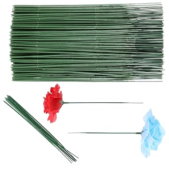 Jeffdad 100 Pcs Floral Stem Wire, Artificial Flower Rod | Green Flower Stems Wire Crafting Floral Stem for Flower Arrangement Crafts Bouquets Wreath Making6.7 inch/17 cm