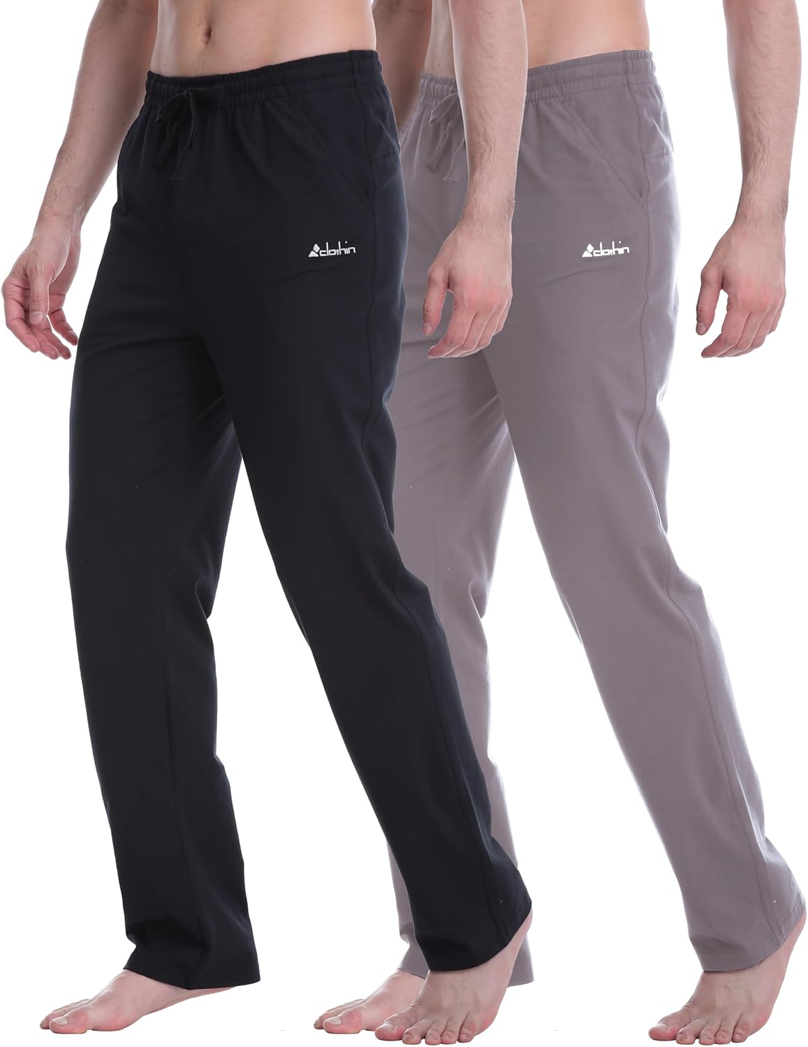 clothin Men’s Cotton Yoga Sweatpants Lounge Pants Open Bottom Athletic Casual Pants with Pockets