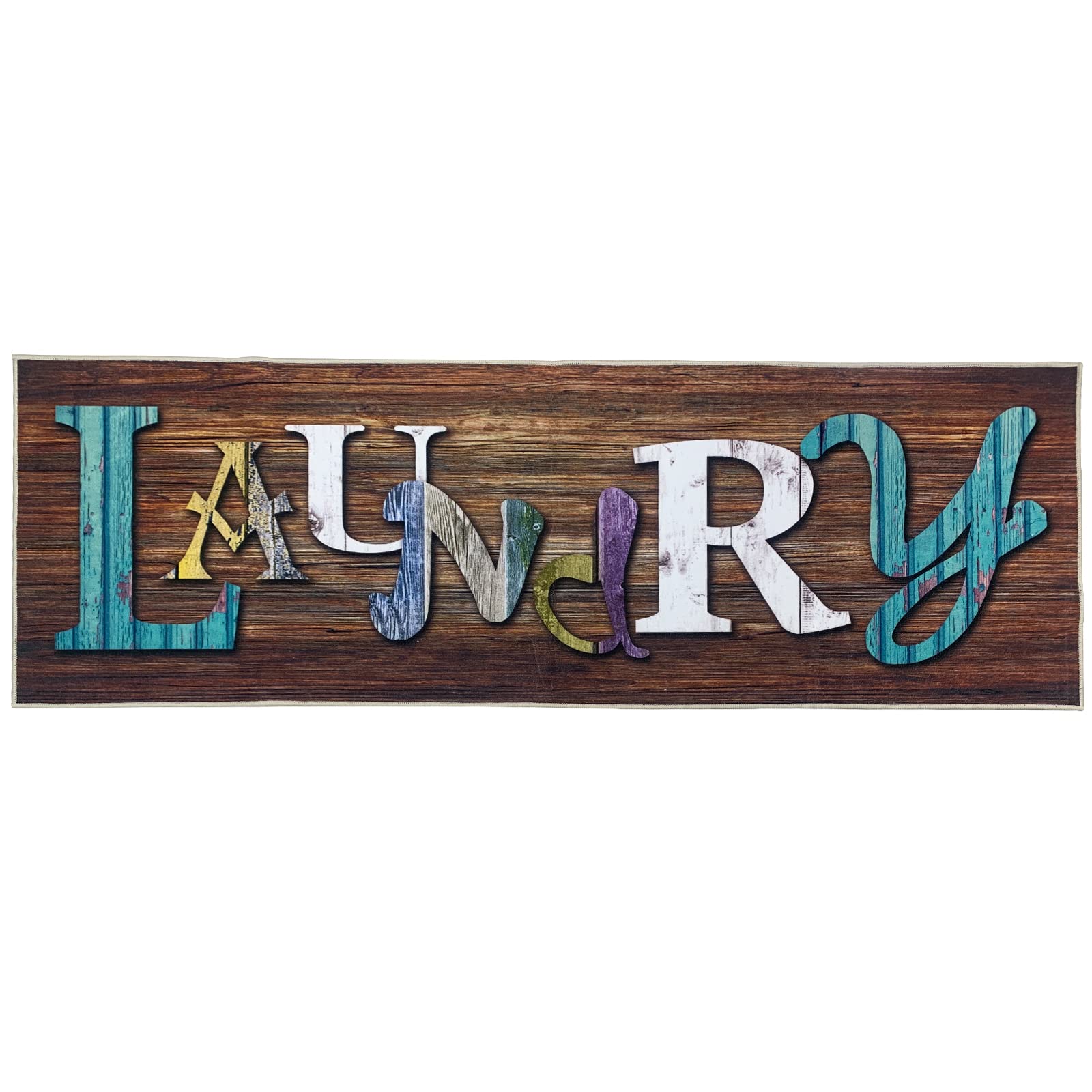 Abeigoi Laundry Room Rug Runner 2X6Ft Long - Wood Printed Farmhouse Kitchen Mat for Floor Nonslip Washable - Thin Washhouse Sink Mat Fun Room Decor