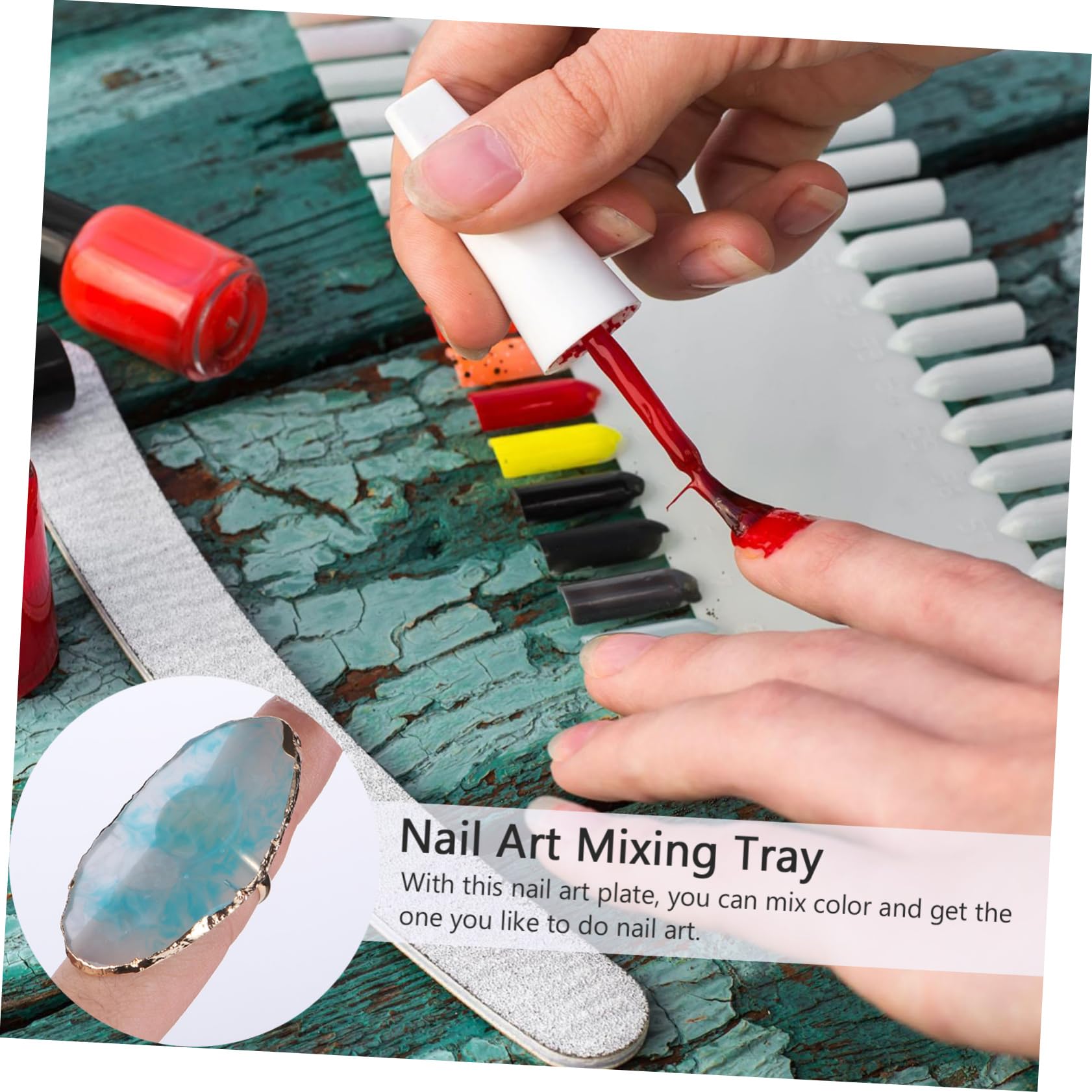 DOITOOL 12 Piezas Paleta De Anillos Paleta De Pintura De Uñas Placa De Mezcla De Arte De Uñas Bandeja para Mezclar Colores Bandeja De Maquillaje Anillo De Ónix Resina Anillo De Uñas Clavo