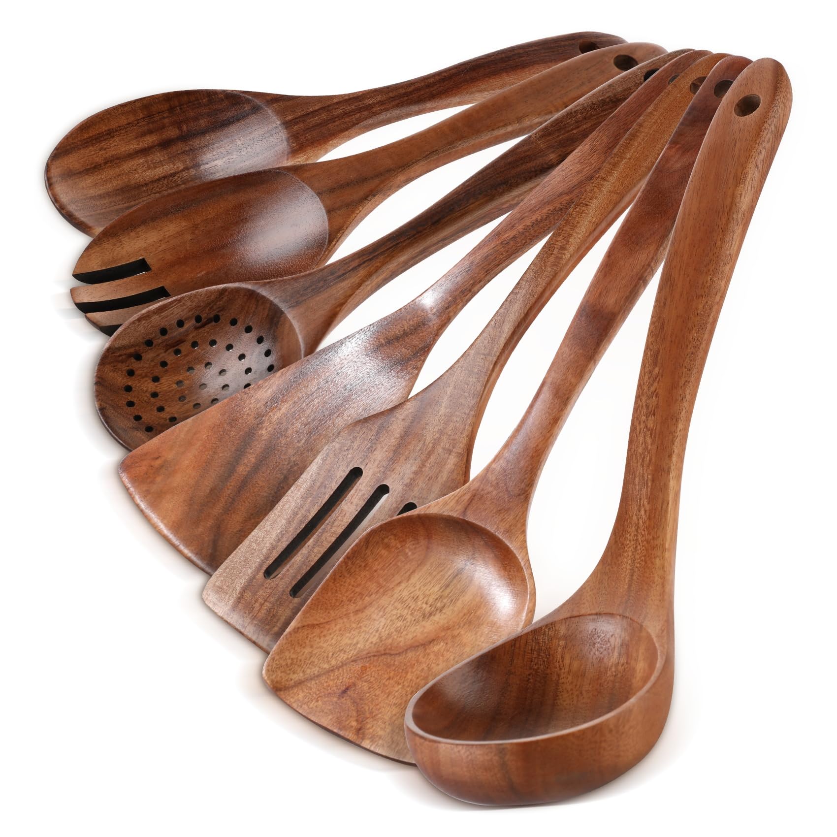 GianAbor 7-Piece Teak Wood Utensils Set