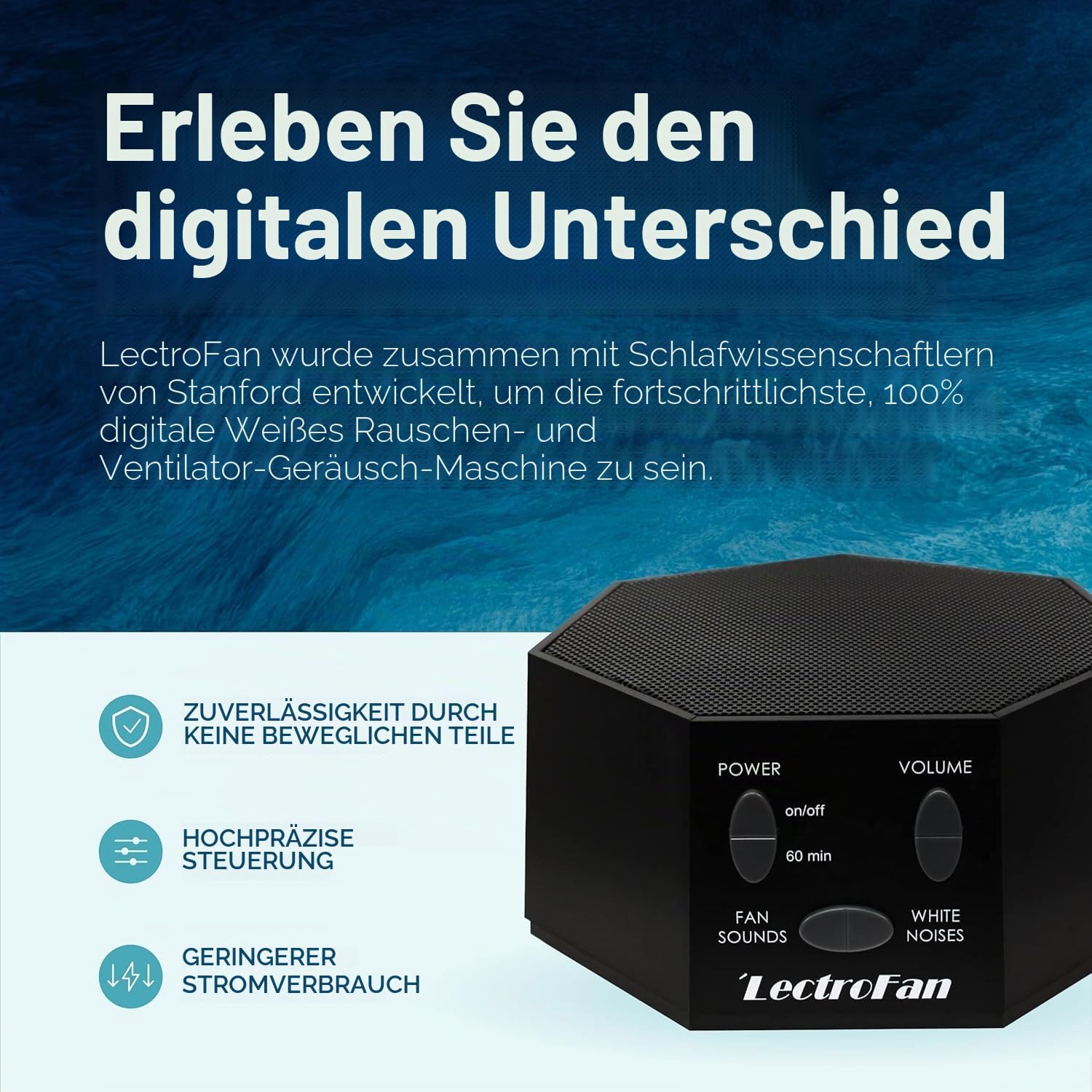 LectroFan Weißes Rauschgerät mit Lüftergeräuschen Schwarz