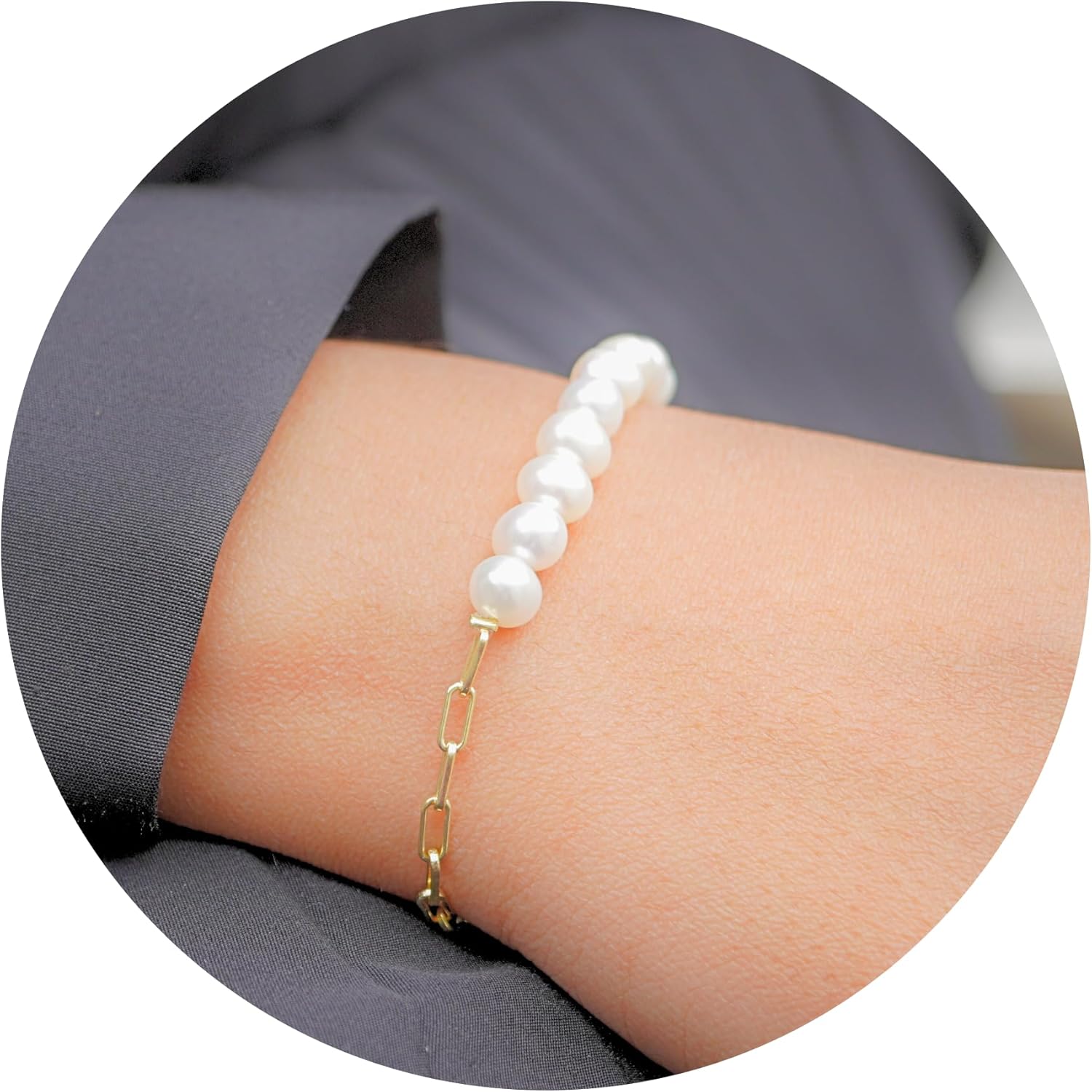 Pearl Bracelet for Women - 18K Gold Vermeil Dainty Pearl Jewelry - Adjustable Freshwater Pearl Bracelet - Elegant Small Pearl Bracelets for Women - Sophisticated and Stylish Accessory