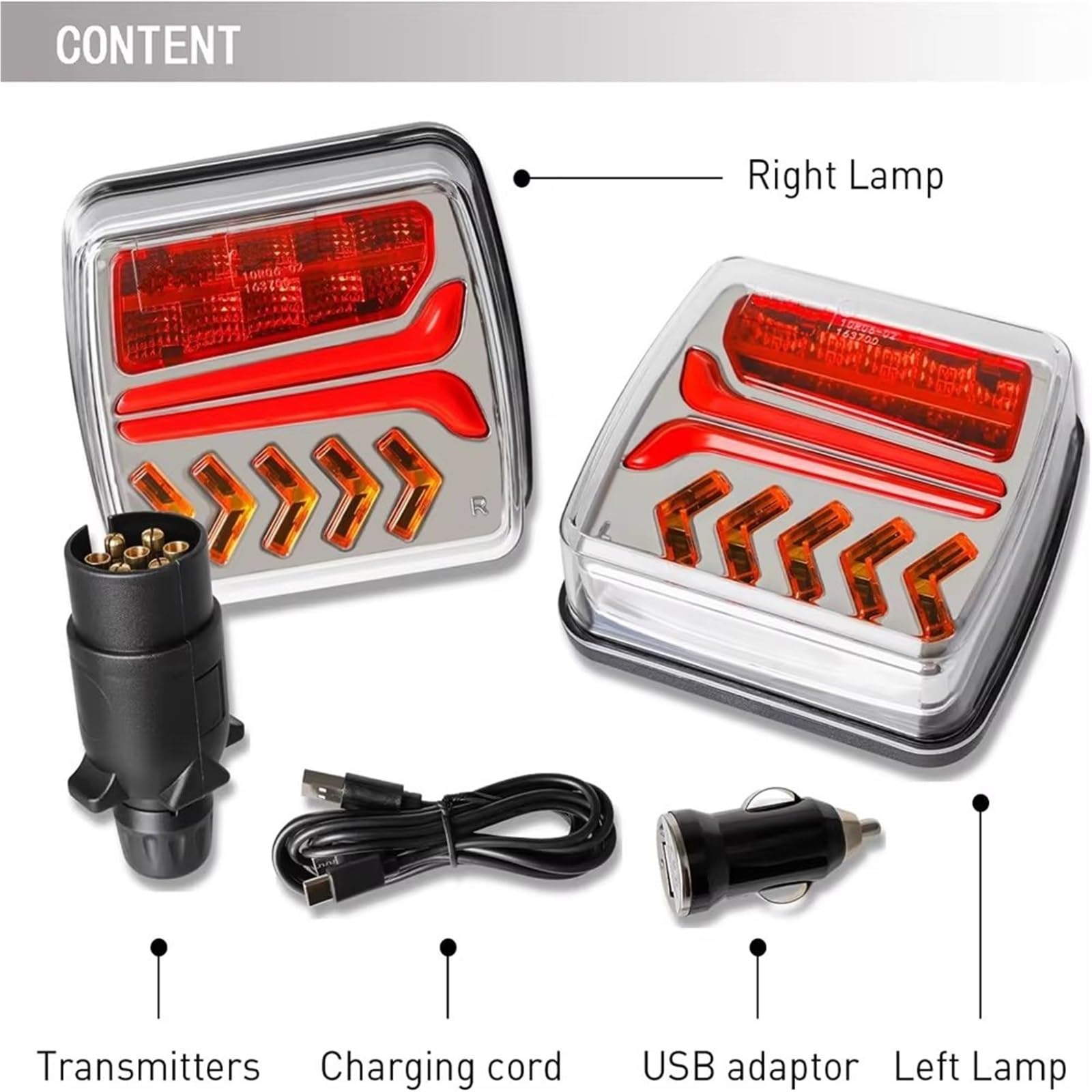 Piloto Traseros Led Luz Trasera LED Magnética Inalámbrica 12V/24V 30M para Remolque Caravana Autocaravana Camión Furgoneta Camper Señal Freno Faro Trasero