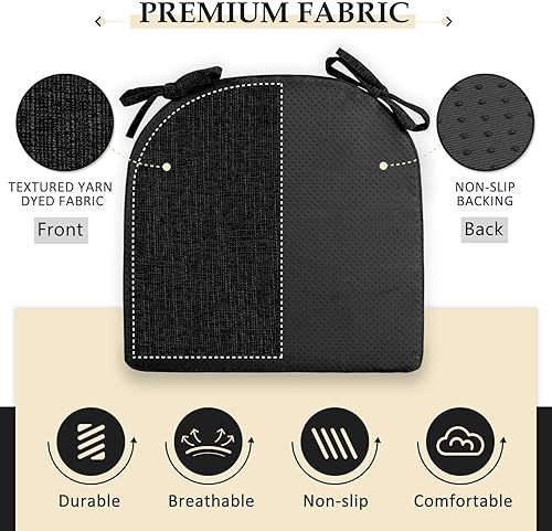 Miniatura 73 de Wellsin Chair Cushions for Dining Chairs 4 Pack - Kitchen Chair Cushions with Ties and Non-Slip Backing - Dining Chair Pads 16"X16"X2", Beige