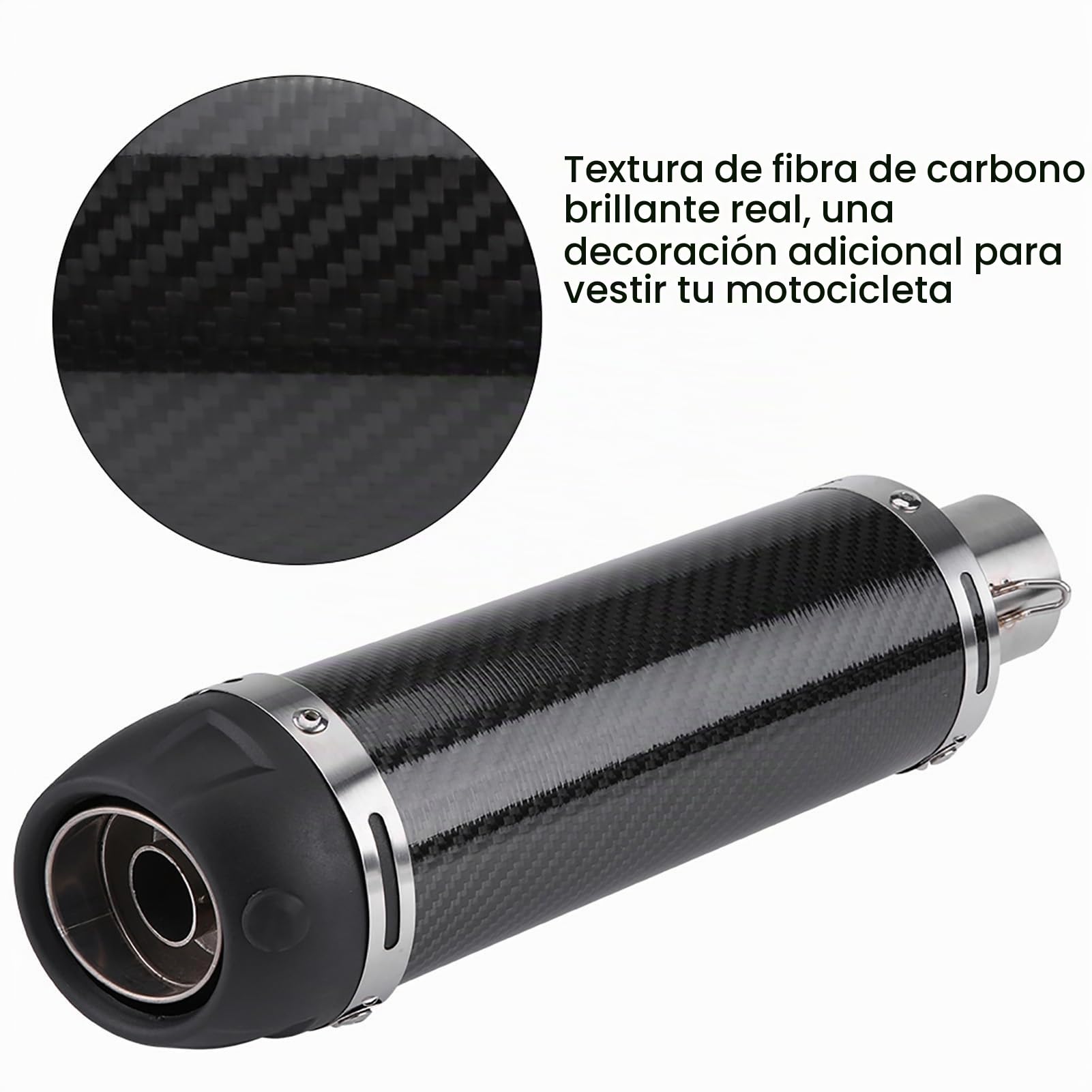 KIMISS Muffler Pipe de 51mm, para motos, fibra de carbono brillante, modificado con DB Killer, tubo de universal