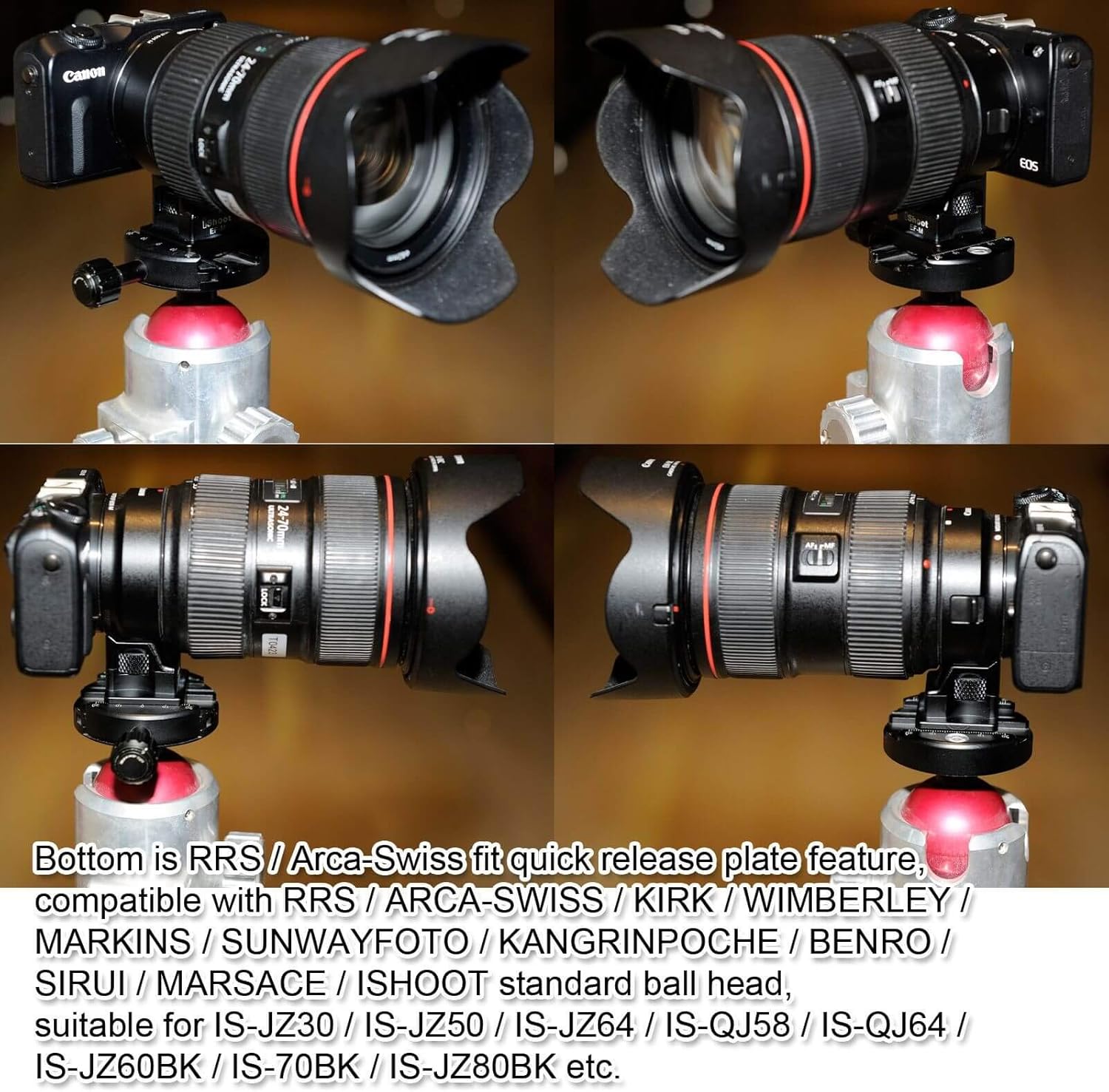 iShoot Tripod Mount Ring Base Lens Collar Foot Replacement Stand for Canon EF-EOS M Camera EOS-M EF-S Lens Mount Adapter Ring, Bottom is Quick Release Plate Compatible with Arca-Swiss Fit Ball Head