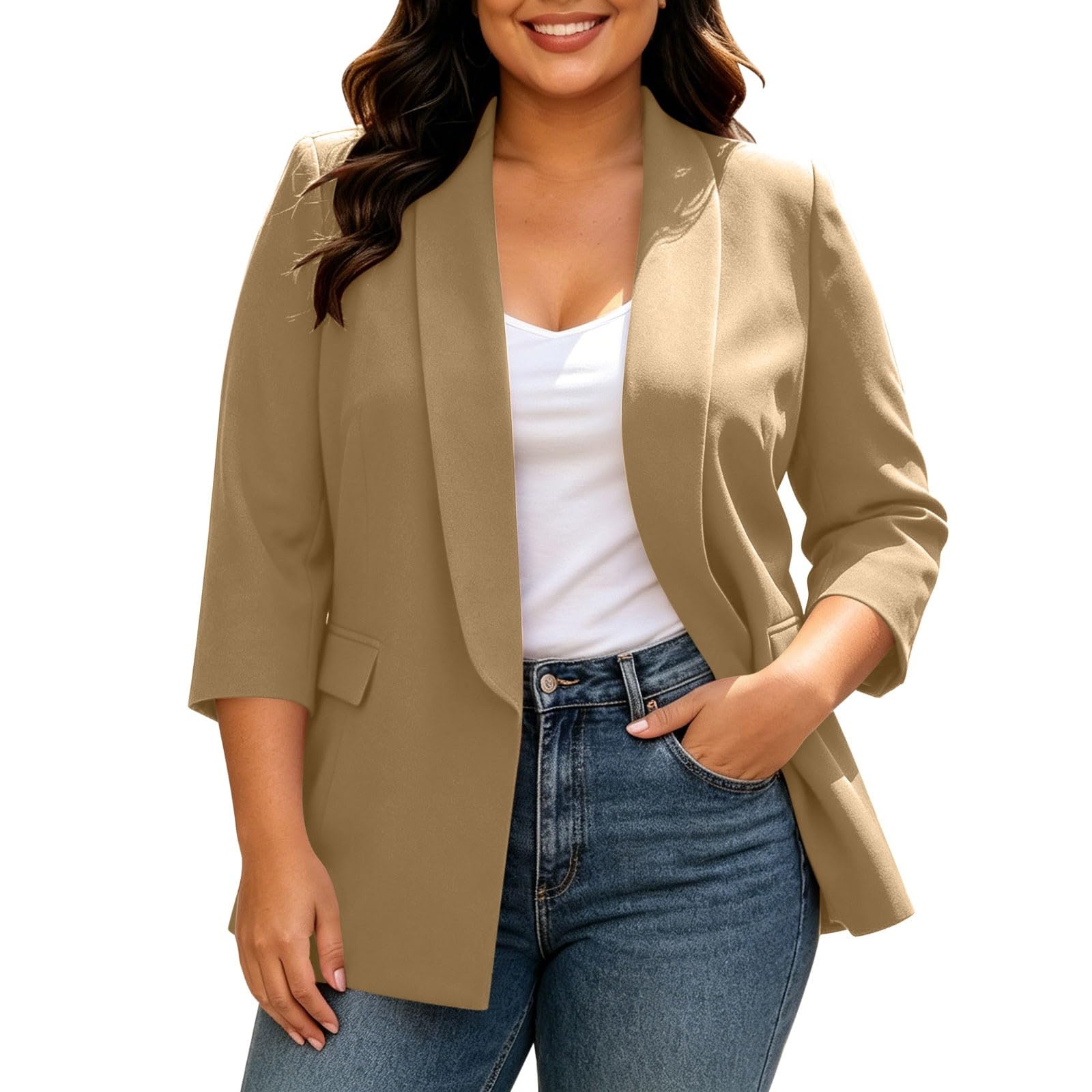 Große Größen Blazer Damen Blazer Arbeit Büro Leicht Elegant Jacke Lässiger
