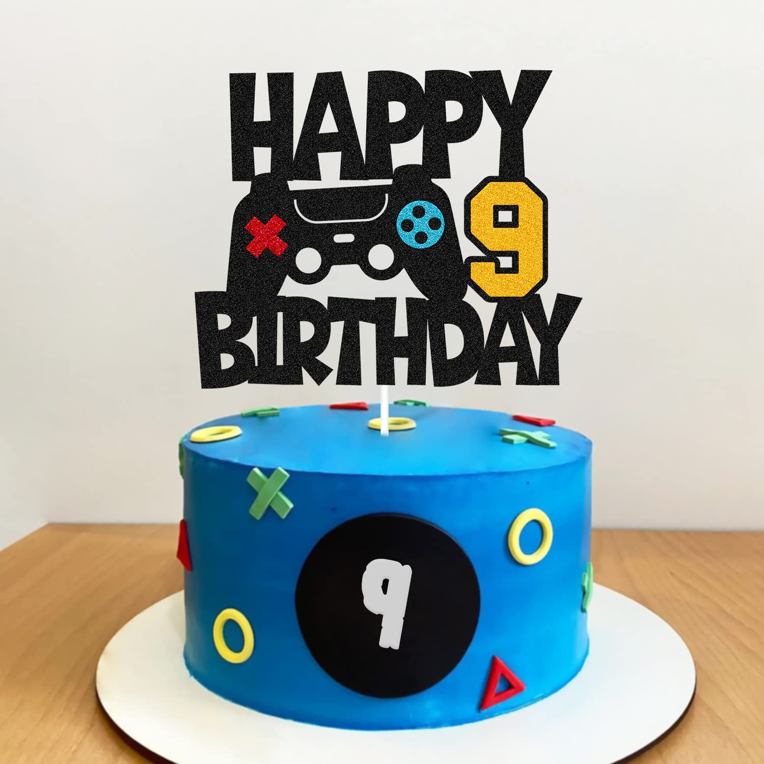Level 9th Unlocked Cake Topper – Game Controller Design For 9th Birthday Party Decor
