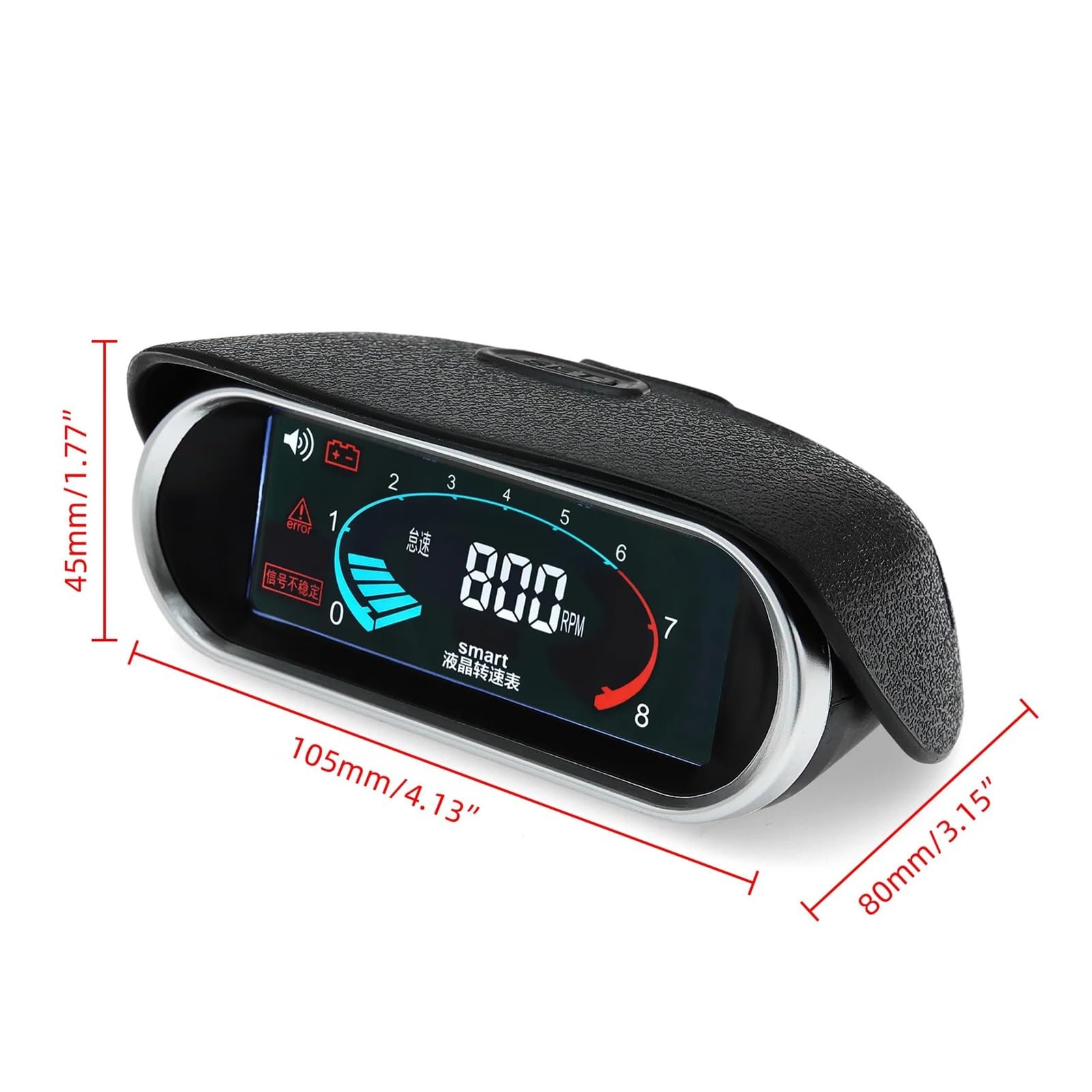 AD Auto Coche LCD Tacómetro Digital Motor Tacómetro Coche Motocicleta RPM Medidor 12/24v 0-9999 RPM Medidor Coche Calibre 1-10 Cilindros