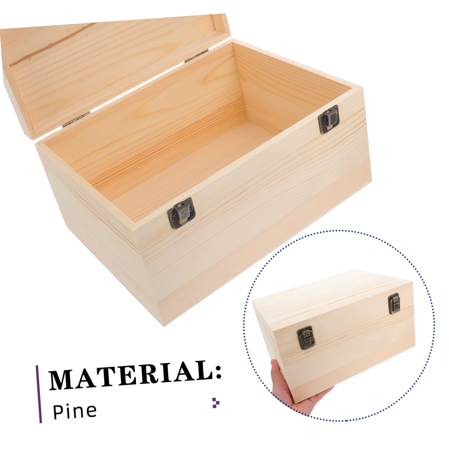 DOITOOL 2pezzi Scatola in Legno con Coperchio Incernierato Scatola Portaoggetti in Legno Naturale Non Verniciata Grande Capacità per Ricordi Gioielli Organizzazione Fai da Te per Artigiana
