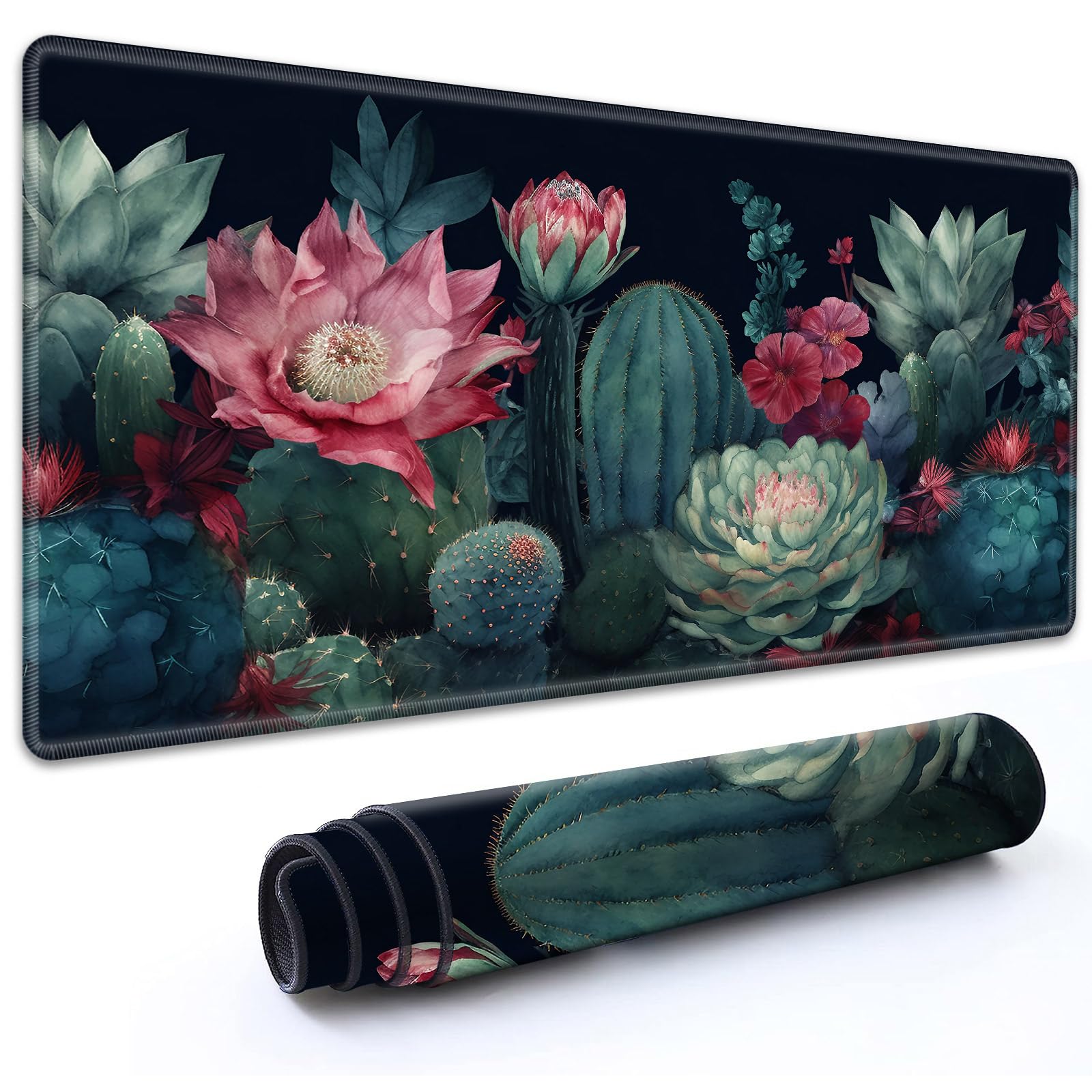 RMJKXQZG for MTG Playmat 35.5" x 19.7"(90cm x 50cm) with High Elastic Rubber Base Non-Slip Rubber Sole HD Printing for TCG Mat Magic Playmats MTG Game Mat, Green Cactus