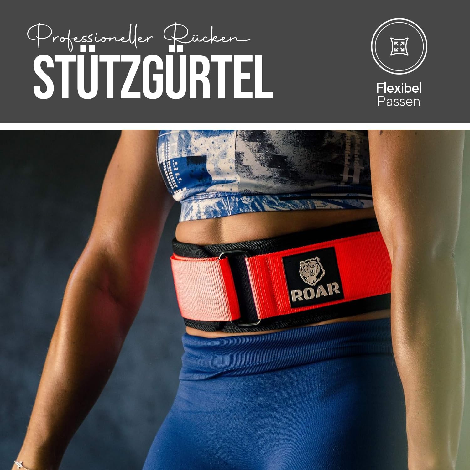 Roar® Gewichthebergürtel V2 - Fitness-Gürtel für Bodybuilding, Krafttraining, Gewichtheben - Trainingsgürtel für Damen und Herren