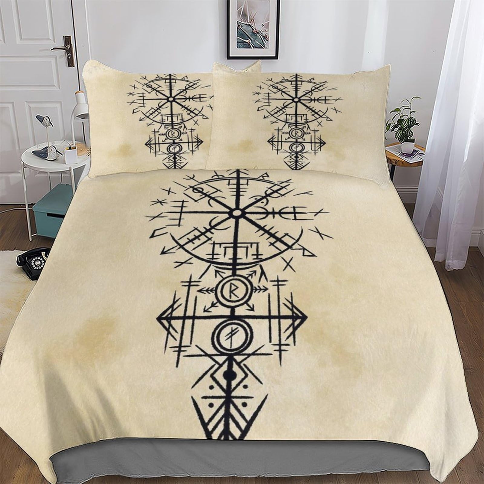 Pazzk Viking Duvet Cover Set, Bedding Linen Set, Ultra Soft Comforter Cover With Zipper Closure 3 Pieces, Quilt Cover With Pillowcase For Kids, Youth And Adult King (220X240cm)