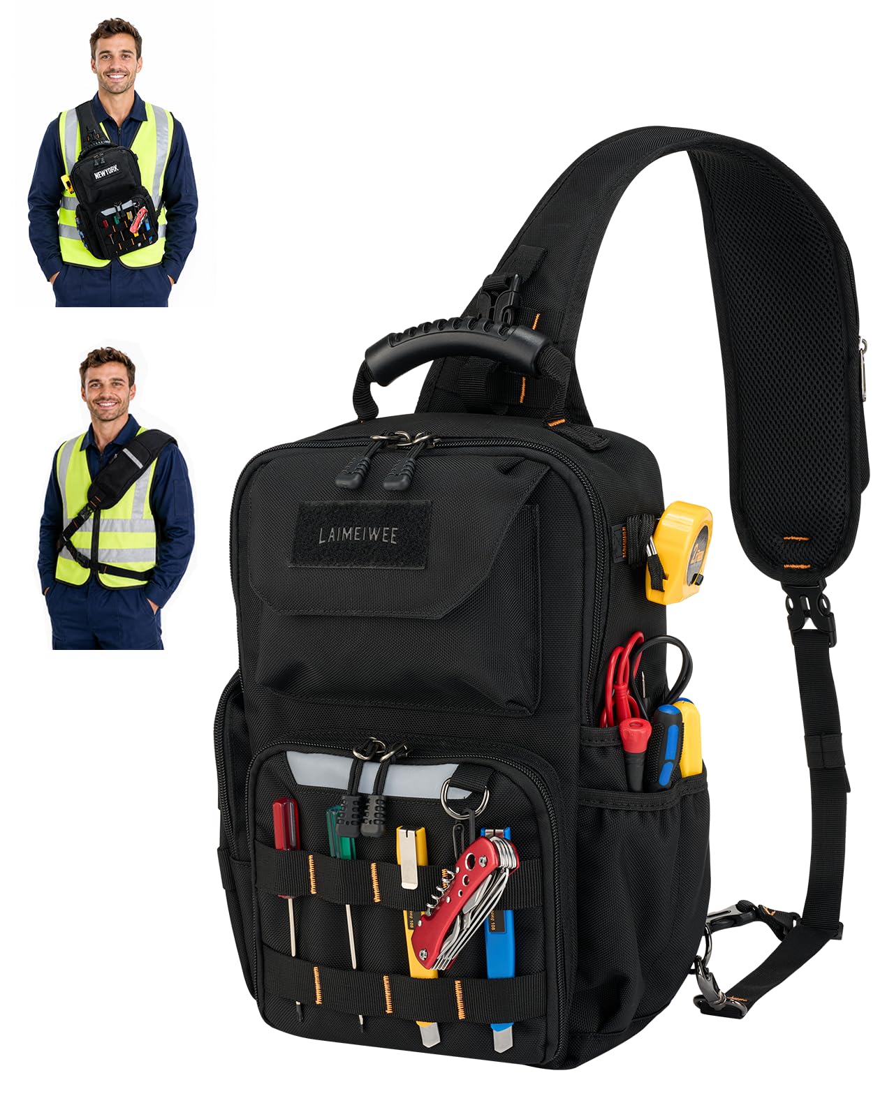 Sac à outils tactique de poitrine avec sangle, Noir