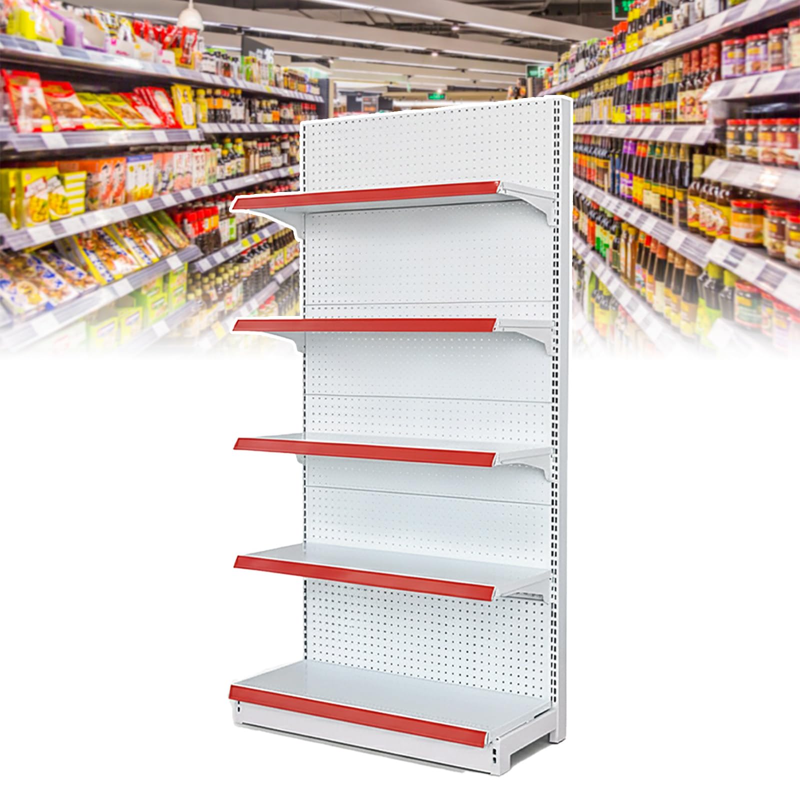 Rayonnage De Supermarché 5 Niveaux, Présentoir De Supermarché, étagères De Rangement Polyvalentes pour épicerie, Boissons Et Fournitures De Bureau 73x42x165cm