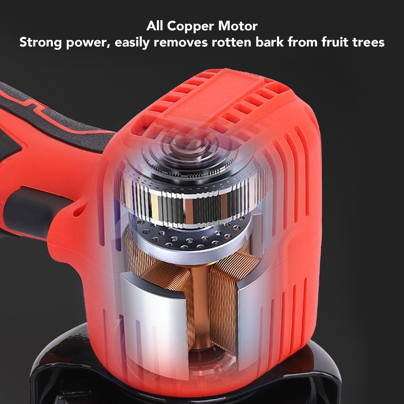 Garosa Raschietto per Corteccia D'Albero Senza Fili, Batteria da 2000 mAh 28000 Giri/min Motore Tutto in Rame con Lama in Acciaio al Manganese e Protezione in Metallo per Rimozione (Spina Europea)