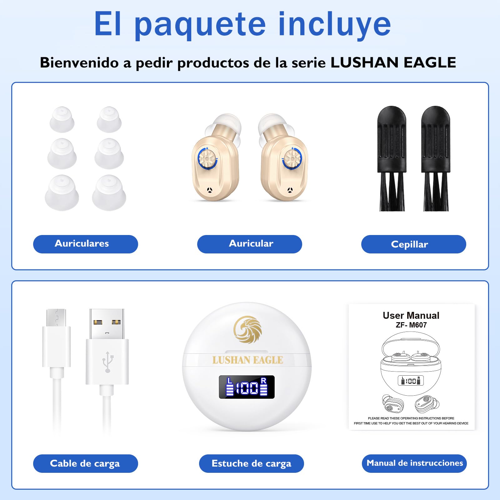 Amplificador de sonido Auriculares amplificados Volumen recargable Color de piel ajustable Chip digital