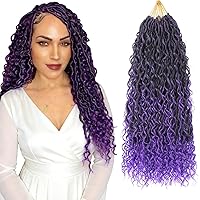 Vista 34 de Cabello de Ganchillo Boho Goddess Locs de 18 Pulgadas, 7 Paquetes de Crochet Goddess Locs con Extremos Rizados, Cabello de Ganchillo Goddess Faux