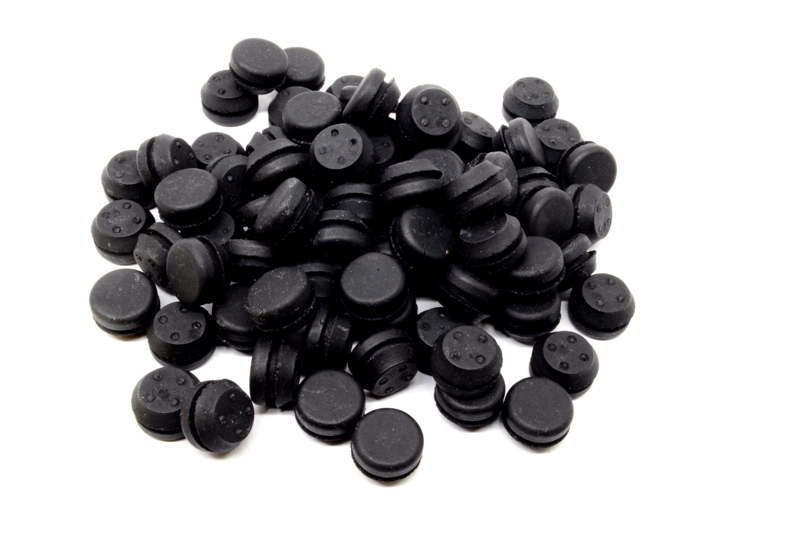 Black SBR Rubber Push-in Bumper - Bumper Diameter - 1/2", Bumper Height - 1/8", Fits Panel Hole Diam - 3/8"