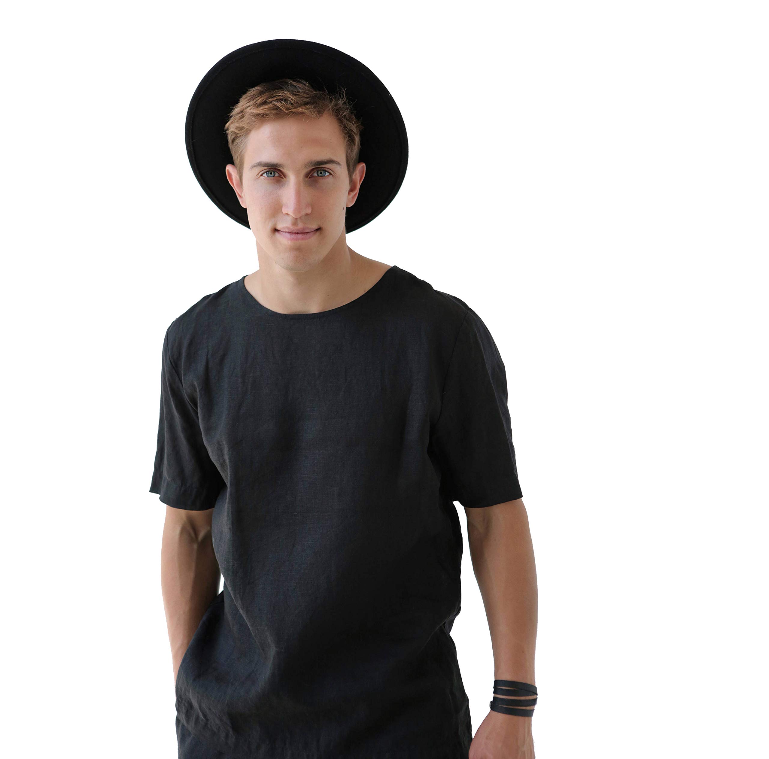 Mens Linen T-Shirt 100 Linen Black Summer Clothing for Men from Natural Flax Beach Shirts Best Gift for