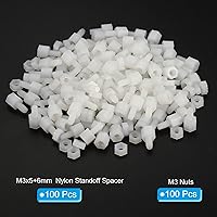 Vista 3 de PATIKIL M3x5+0.236 in macho hembra separador, 100 tornillos de nailon con 100 tuercas para PCB, placa base, carcasa de computadora, placa