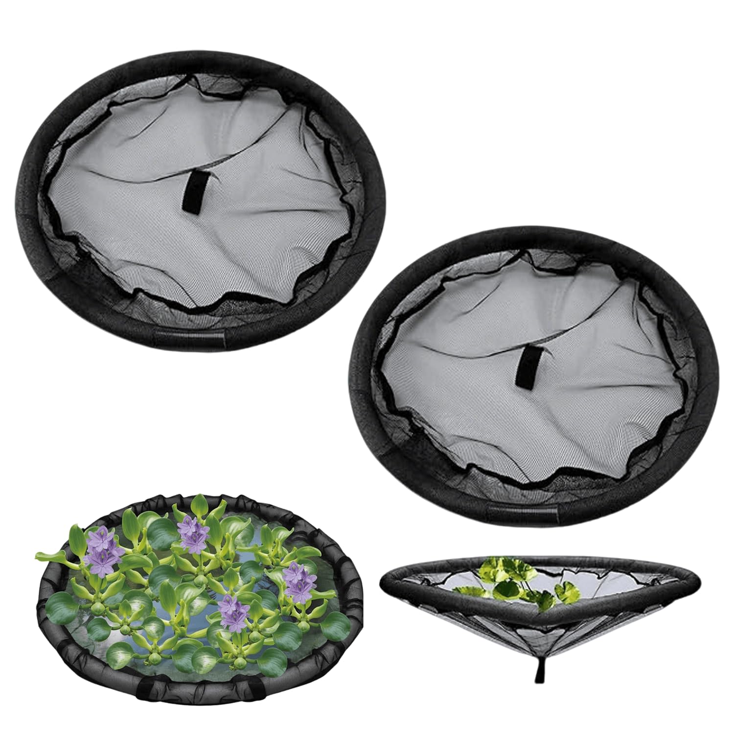 seedman 2 Stück Runde Schwimmende Pflanzinsel,Schwimminsel Teich,Pflanzinsel Teich,Feinmaschiger,Hydroponischer Teichpflanzer für Gartenteiche, Teichzubehör zur Wasserreinigung & Dekoration (80CM)
