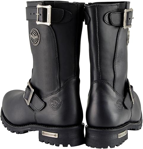 Miniatura 8 de Milwaukee Leather Botas de motocicleta clásicas de ingeniero de 11 pulgadas de ancho ancho de cuero negro para hombre MBM9020W