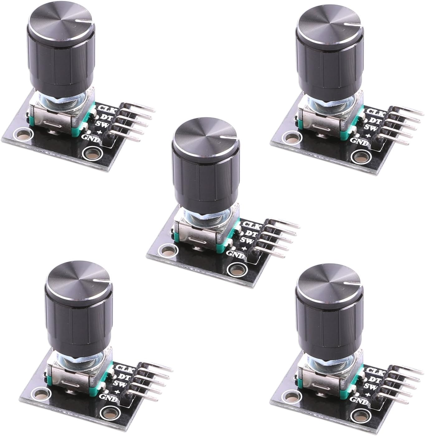 Hikig 5Pcs KY-040 Rotary Encoder Module with 15×16.5 mm with Knob Cap for Arduino (Pack of 5) HKT1062
