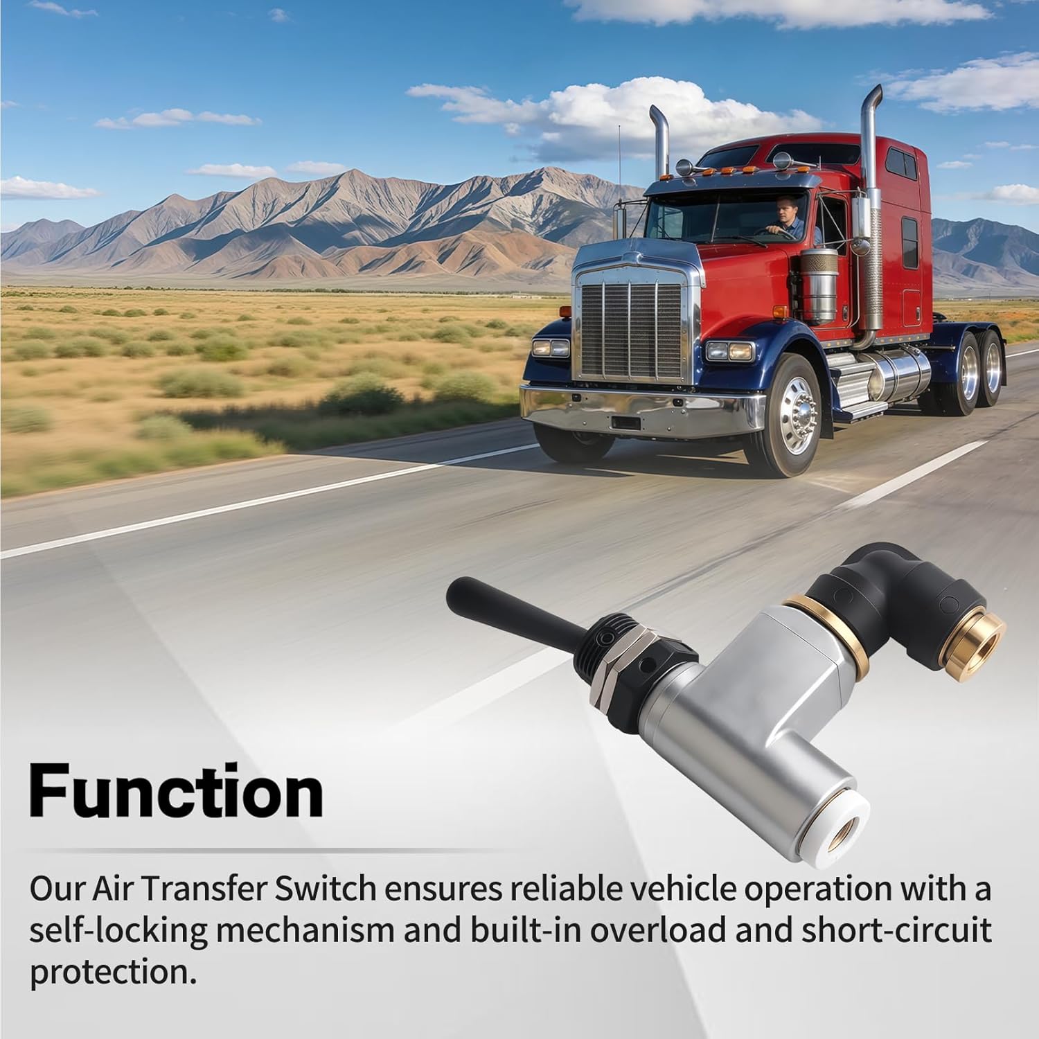 Air Toggle Control Valve Switch Self-Locking Compatible with Peterbilt 379 389 Fit for Kenworth, International LT Series 1/4 Inch Truck Quick Connect Air Toggle Switch Replaces BA14500