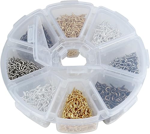 Miniatura 41 de 200 ganchos de metal para tornillos de 0.55 pulgadas/0.276 x 0.551 in, resistentes para hacer joyas de bricolaje, proyectos de arte y manualidades