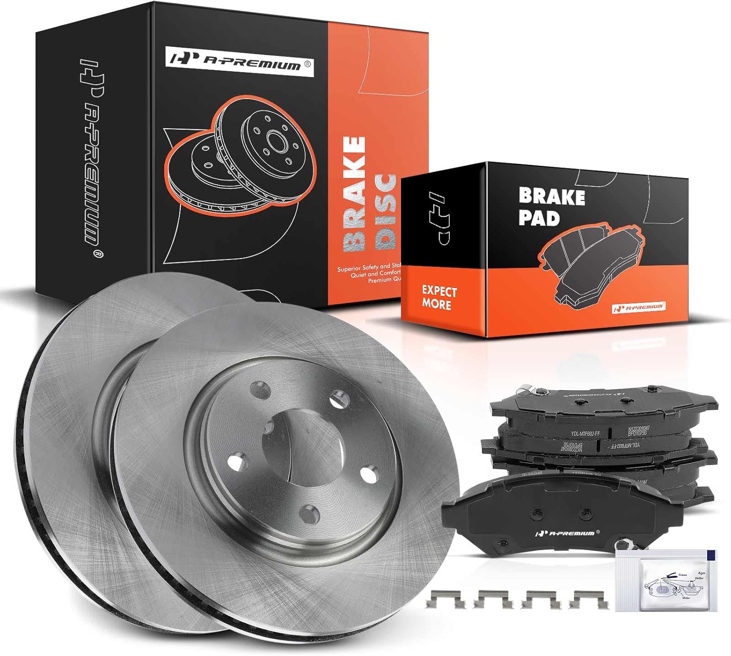 A-Premium 11.69 inch (297mm) Front Vented Disc Brake Rotors + Ceramic Pads kit Compatible with Select Buick, chevy, Pontiac and Saturn Models - LaCrosse, Allure, Terraza, Uplander, Grand Prixl, 6-PC