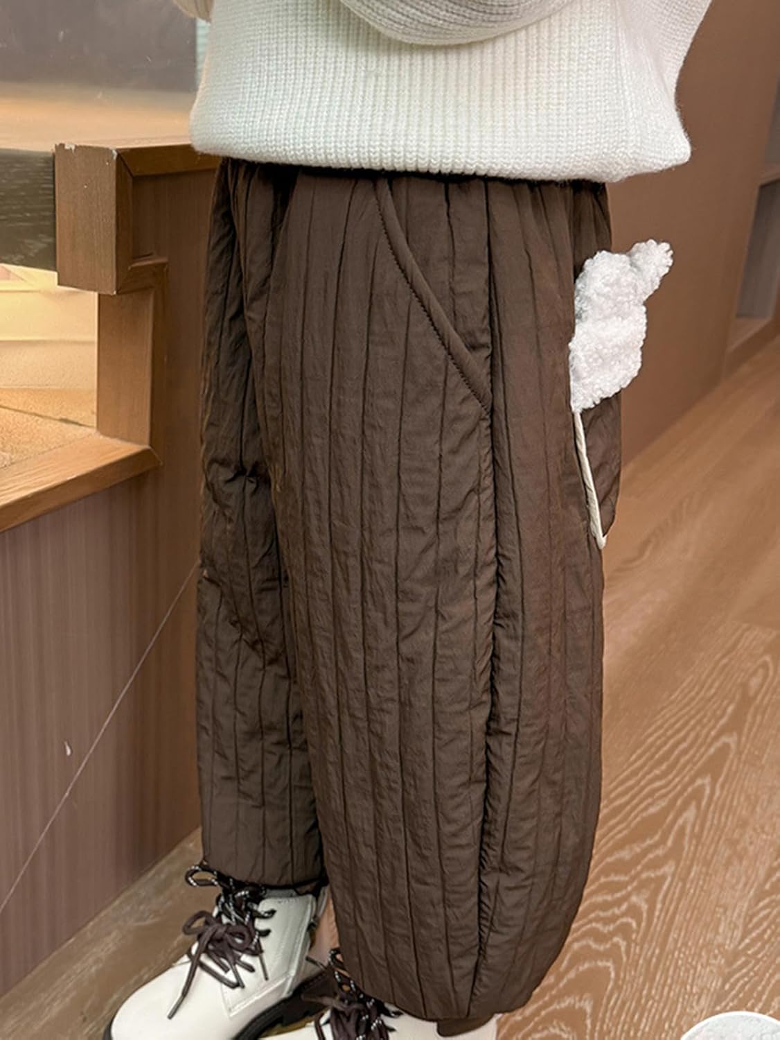 [FDGFJ] あったか 中綿 パンツ 子供服 キッズ 女の子 防寒 中綿入れ ロングパンツ ダウンズボン ウエストゴム 長ズボン