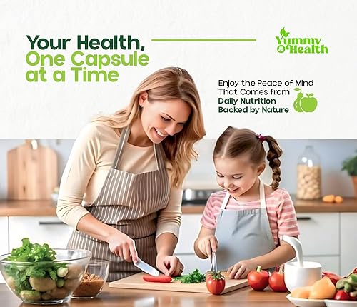 Miniatura 8 de YUMMY & HEALTH Suplemento de frutas y verduras, hecho con superalimentos, 90 cápsulas de frutas y 90 vegetales, fórmula de bienestar para apoyar el