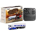 FLYCOLOR Turbo Racing 1:76 C50 RTR Tractor Remote Control Truck Four-Wheel Drive Simulated Headlights 10CH Minicar Model(White-Blue)