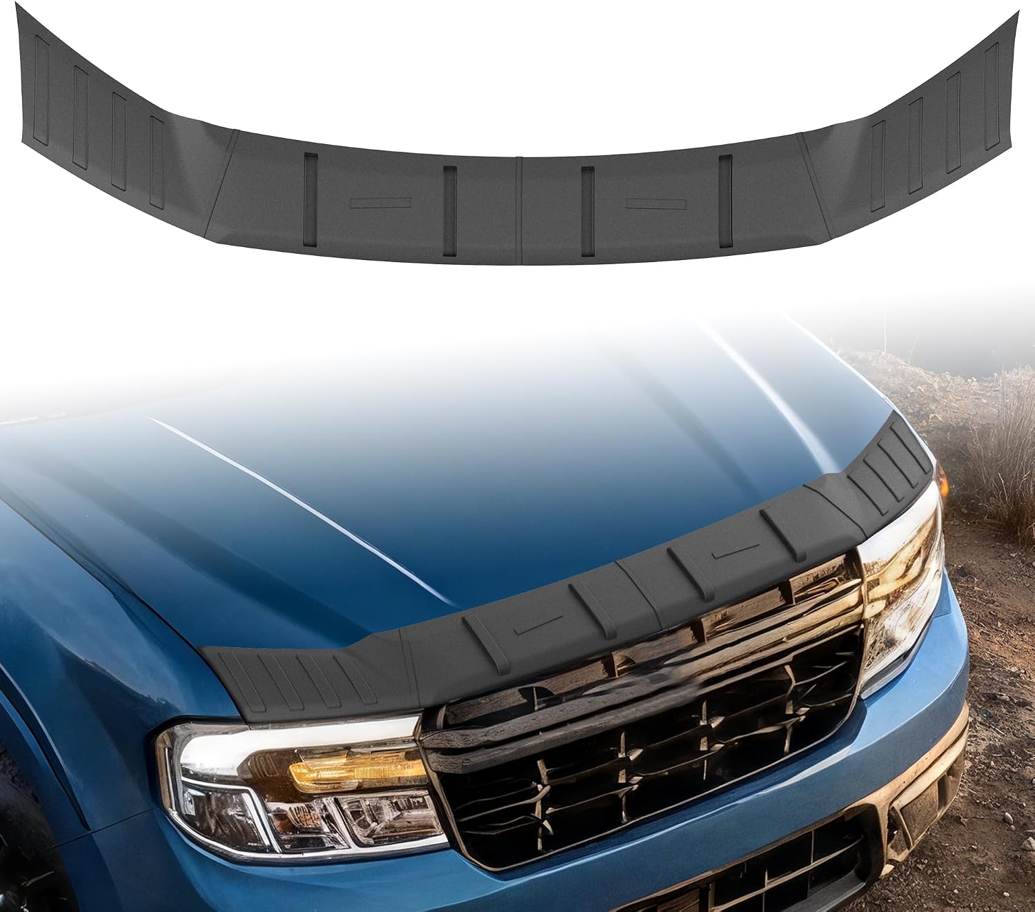 Hood Deflector Compatible with 2022-2026 Ford Maverick, Hood Shield Bug Deflector Bug Guard Protector Cover, TPE Exterior Accessories for Maverick