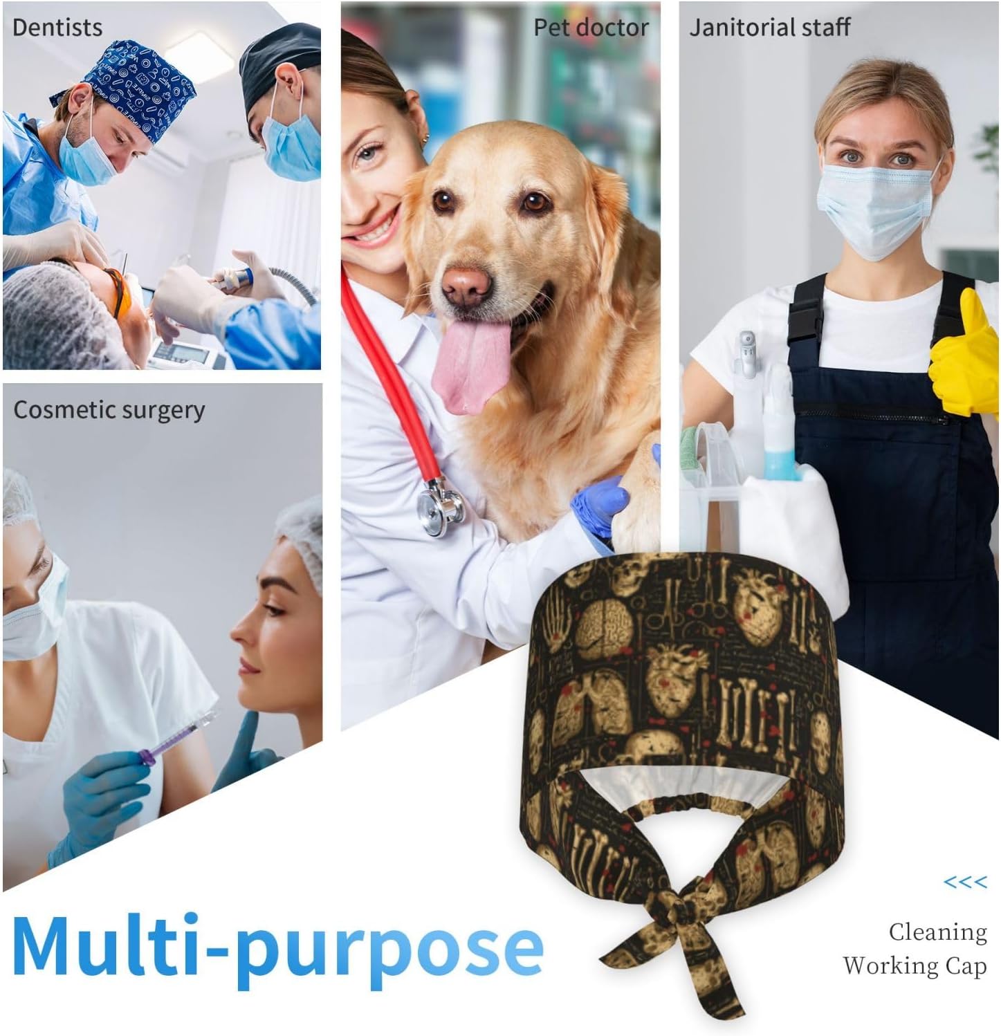 Scrub Cap with Sweatband for Women & Men — Adjustable Tie Back Surgical & Working Cap for Nurses, Doctors & Medical Staff - Image 6