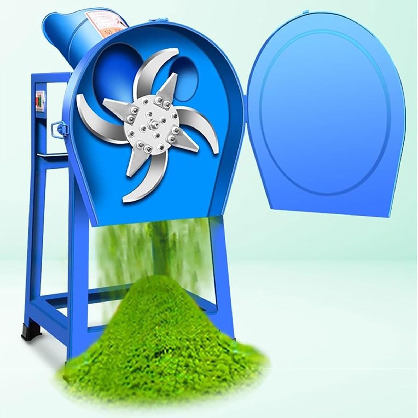 Molino Eléctrico De Piensos para Animales, Cortador De Piensos para Ganado De 1000 W, 500 Kg/Hora, Grosor De Pienso Ajustable, Diseño De Acero Inoxidable con 8 Cuchillas