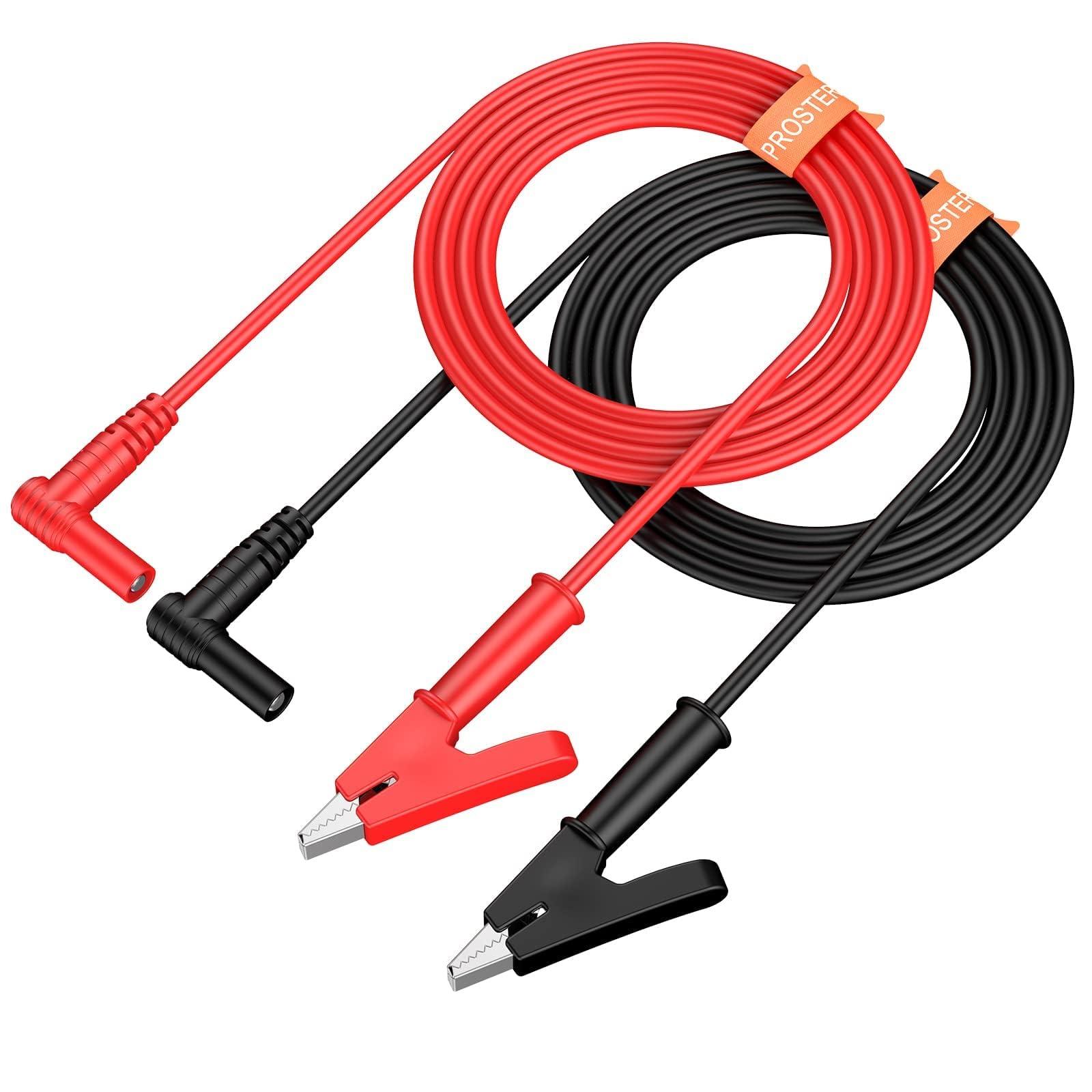Proster Banana Plug to Alligator Clip Safety Right Angle Banana Plug to Alligator 15A Labs Test Lead Heavy Duty 0.8M Long for Multimeter