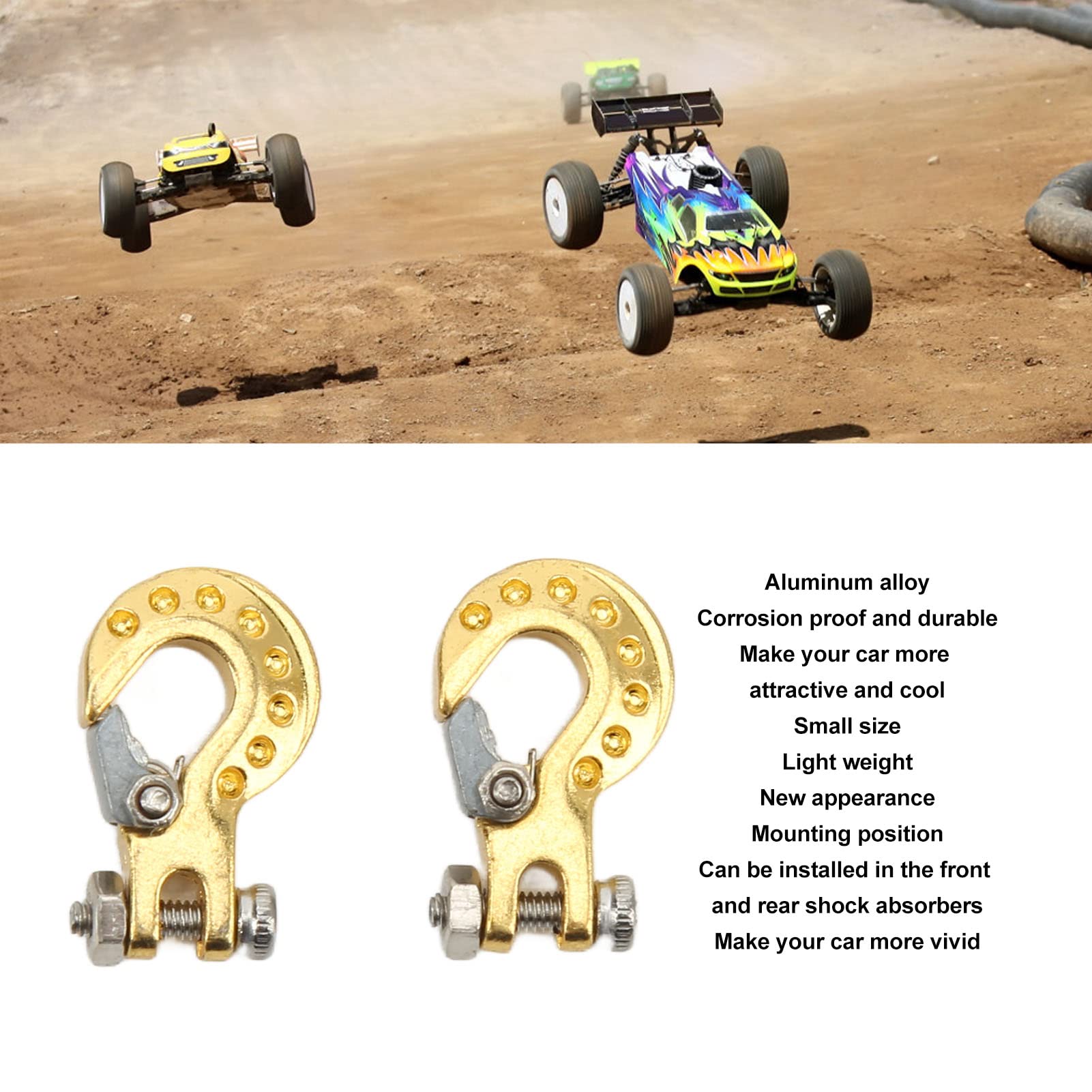 2Pcs Winch Trailer Hooks RC Trailer Hook Aluminum Alloy Simulation Climbing Car Tow Hook For 1/10 Scale Crawler Truck SCX10 D90 D110 TF2(18.5x11.5mm/0.7x0.5in)(Blue