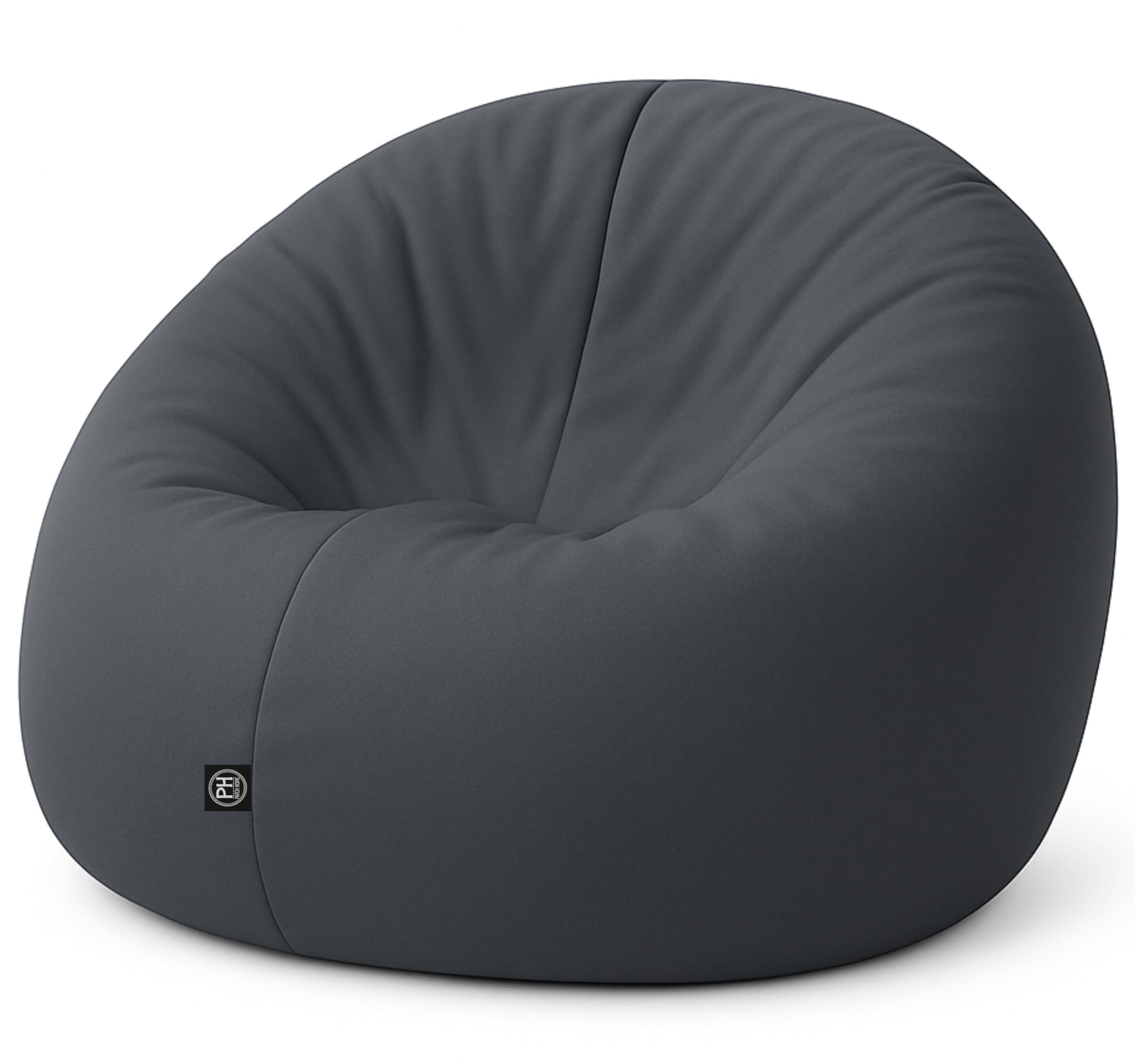 PATCH HOME 2 in 1 Funktion Sitzsack Sessel Bean Bag Sitzsäcke Gaming mit Reißverschluss bereits befüllt - Ø 125cm -Anthrazit