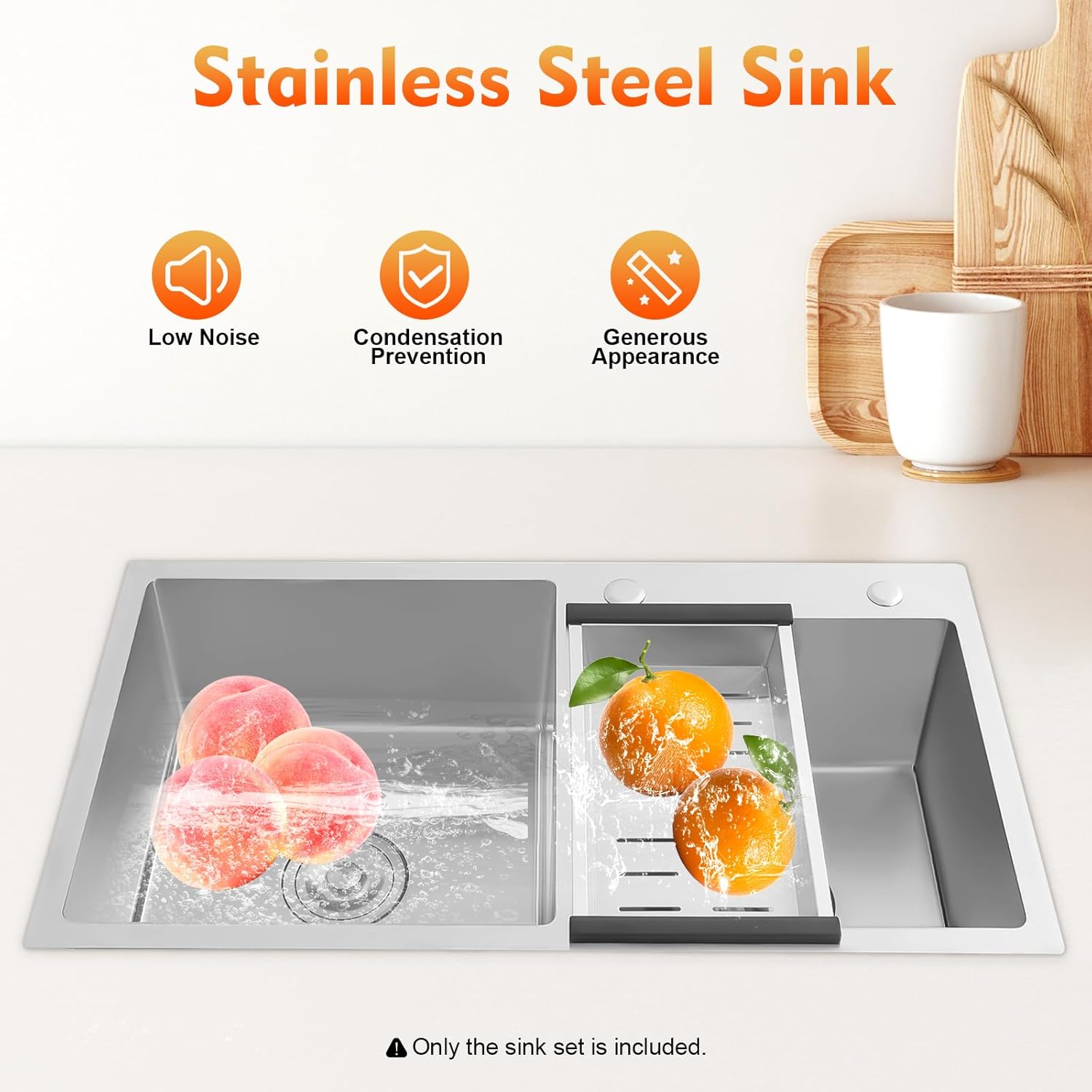 Kitchen Sink, Drop in & Top Mount Workstation Double Bowl Sinks, 304 Stainless Steel Nanocoating Finish Rectangular Deep Sink w/Drain Basket & Drainage Filters for Modern Kitchen (30.7 x 16.9)