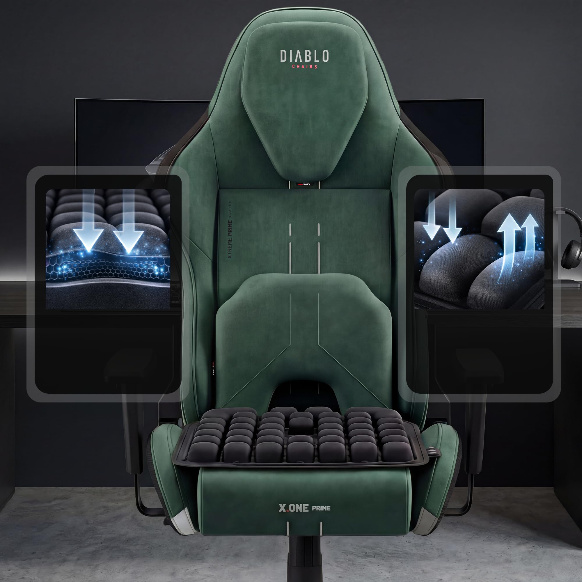Diablo Chairs Massageauflage für Bürostuhl Rückenmassage elektrisch Massagekissen Lendenmassage Sitzauflage Gaming Stuhl Auto ergonomische Massage Matte mit Luftdrucksystem