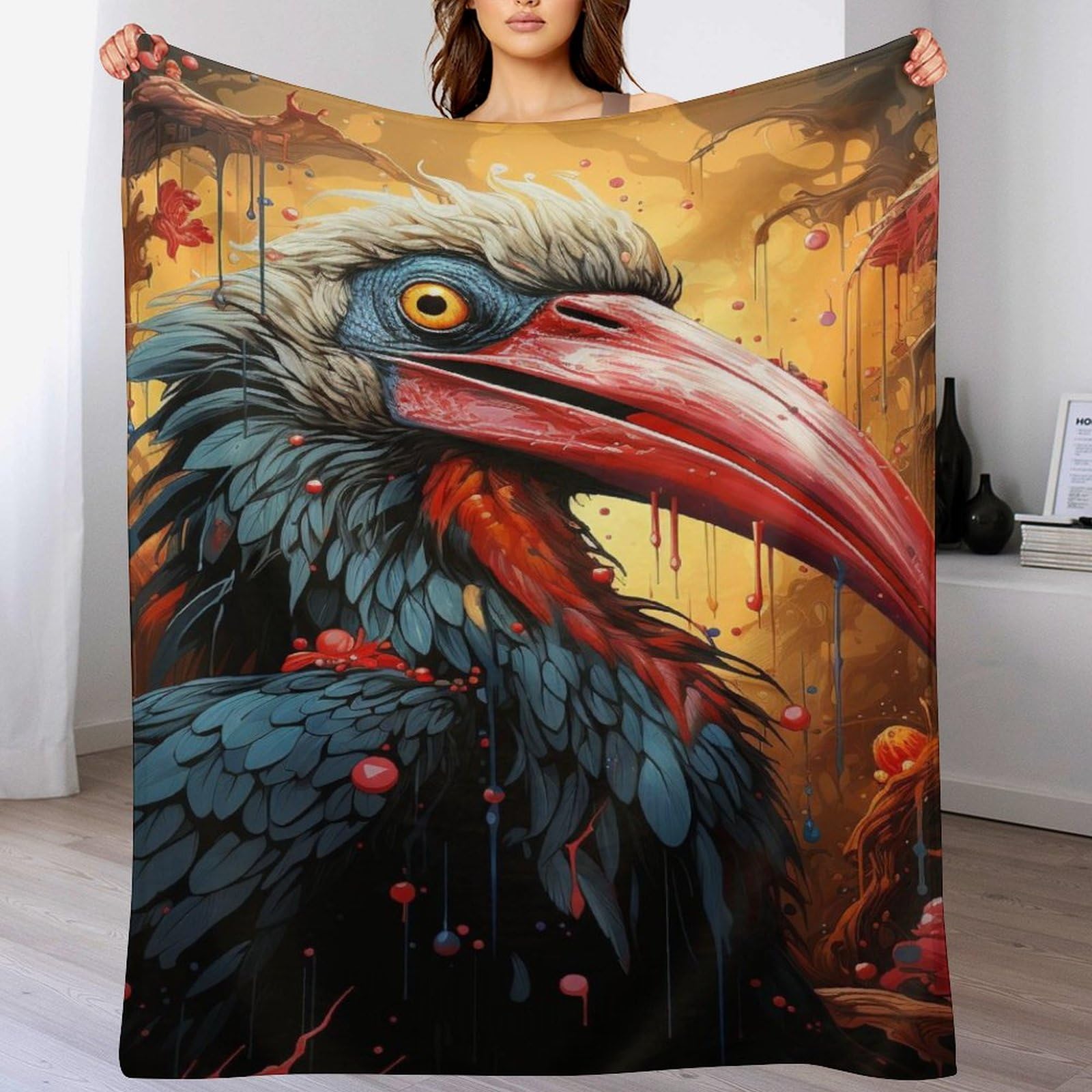 Couverture en flannel douce calao géant au fini peluche haut de gamme