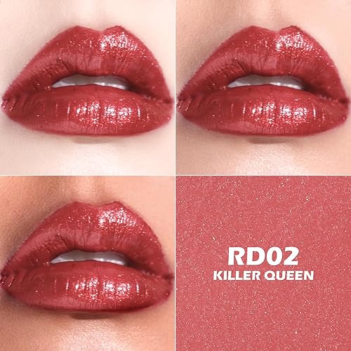 Miniatura 2 de FOCALLURE Lápiz labial hidratante con purpurina, acabado brillante de perla, bálsamo labial hidratante con textura cremosa, tinte labial de larga