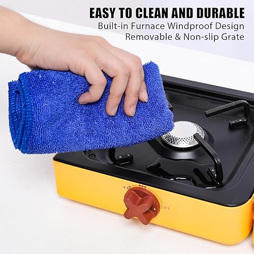 Miniatura 5 de Aircity Estufa de camping plegable de 2 quemadores  Estufa de propano portátil con quemadores ajustables, perfecta para camping, picnic, actividades