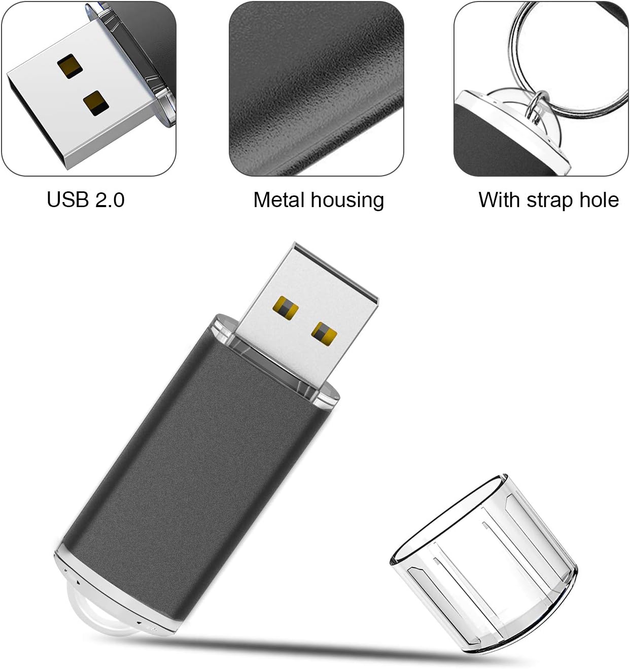 Promo Discount Up To 70% Off RAOYI 20 Pack 8GB USB Flash Drive Bulk USB 2.0 Memory Stick Thumb Drive Pen Drive Bundle-Black
