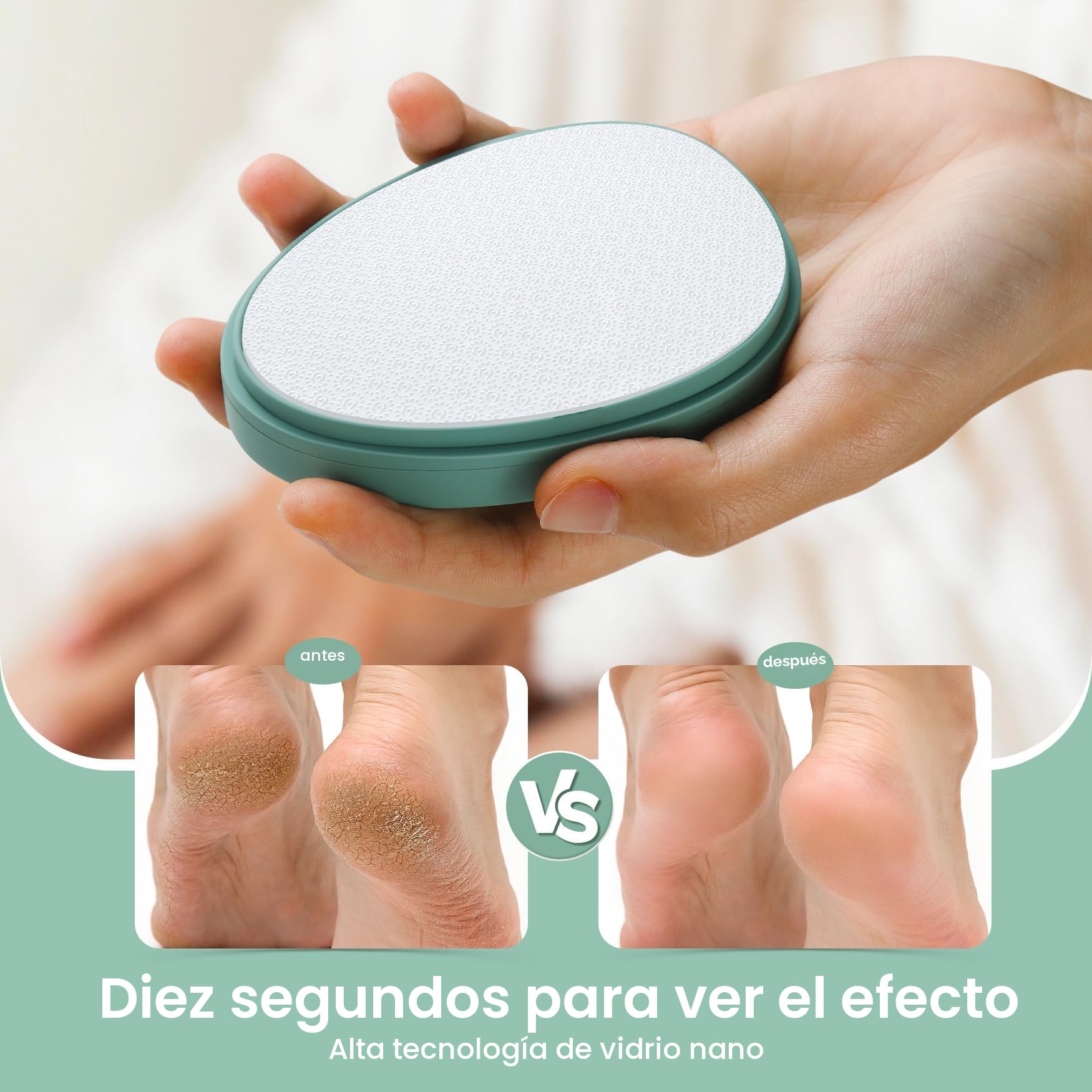 BEZOX Lima de pies y removedor de callos de nanovidrio 2 en 1 - Removedor de callos altamente efectivo Despierta pies aterciopelados - Eliminación cómoda y suave de durezas y callos