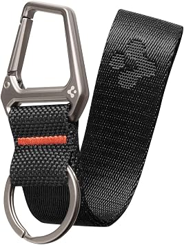 Spigen Anahtarlık Kanca ve Kayış Carabiner Siyah - AHP05472 (Spigen TR Garantili) | Naylon bantlı ve çinko alaşımlı sağlam anahtarlık - Siyah